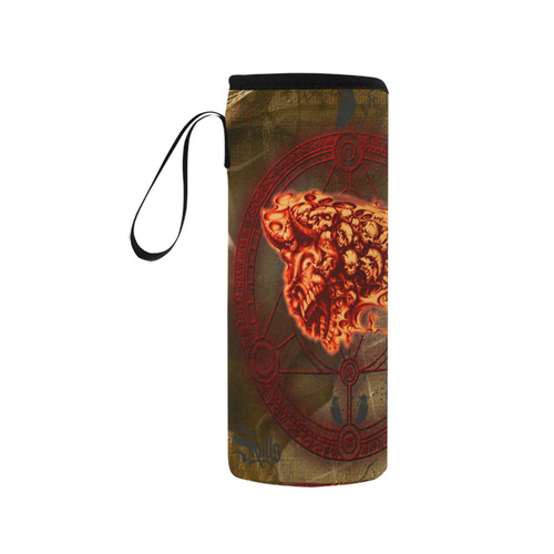 Awesome, creepy flyings skulls Neoprene Water Bottle Pouch/Medium