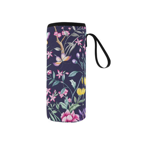 Tropical Flowers Butterflies I Neoprene Water Bottle Pouch/Small