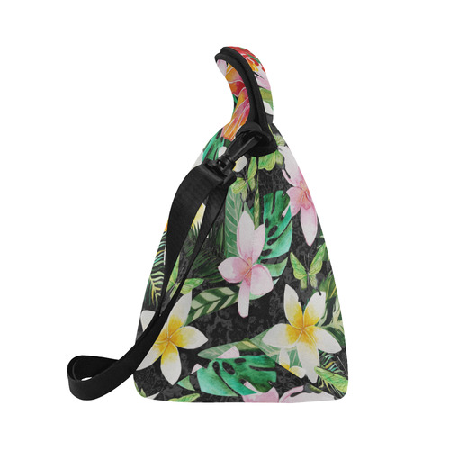 Tropical Flowers Butterflies III Neoprene Lunch Bag/Large (Model 1669)