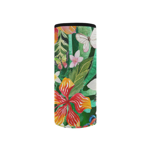 Tropical Flowers Butterflies II Neoprene Water Bottle Pouch/Small