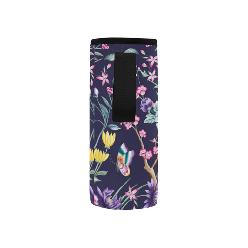 Tropical Flowers Butterflies I Neoprene Water Bottle Pouch/Small