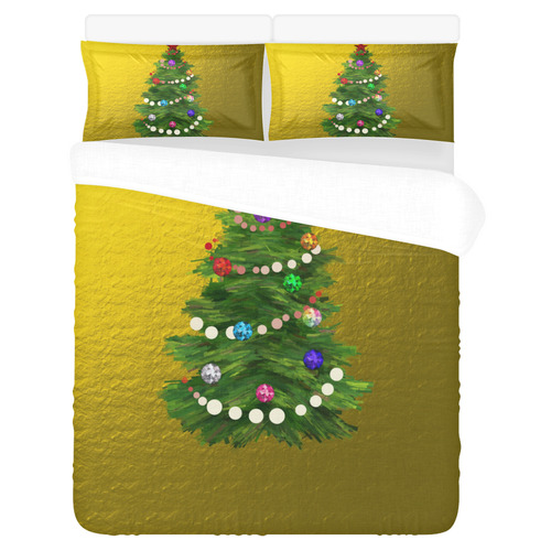 Christmas Tree on Gold 3-Piece Bedding Set