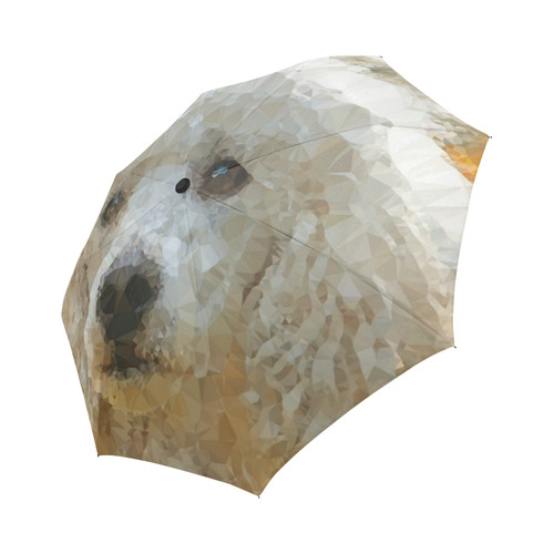 White Poodle Dog Low Poly Triangles Auto-Foldable Umbrella (Model U04)