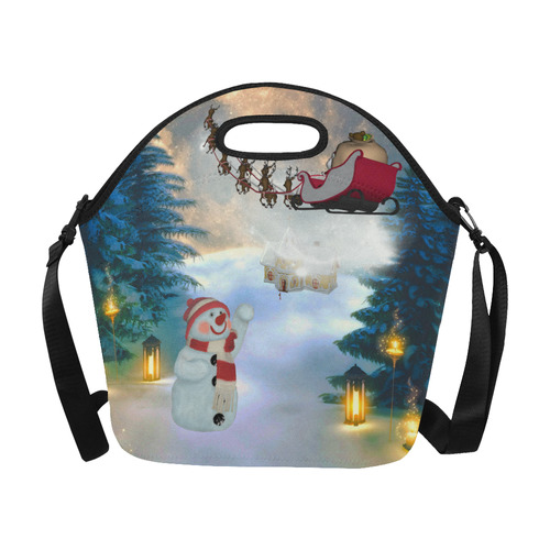 Santa Claus in the night Neoprene Lunch Bag/Large (Model 1669)