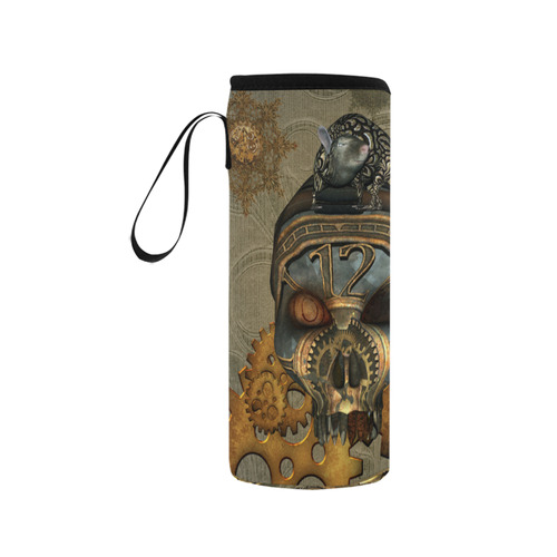 Awesome steampunk skull Neoprene Water Bottle Pouch/Medium