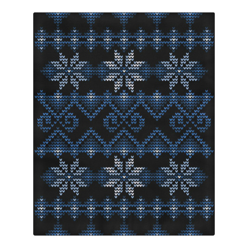 Ugly Christmas Sweater Faux Knit blue, Christmas 3-Piece Bedding Set