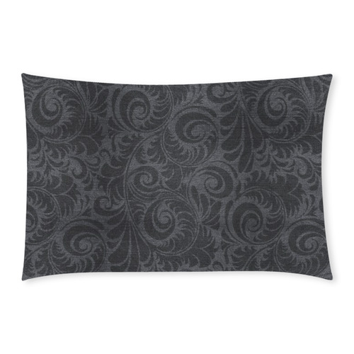 Denim with vintage floral pattern, black grey 3-Piece Bedding Set