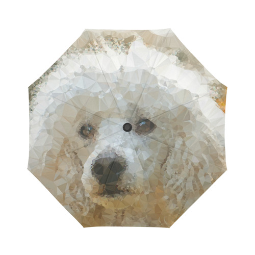 White Poodle Dog Low Poly Triangles Auto-Foldable Umbrella (Model U04)