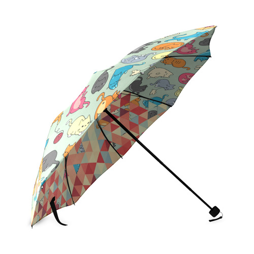 Hipster Triangles and Funny Cats Cut Pattern Foldable Umbrella (Model U01)