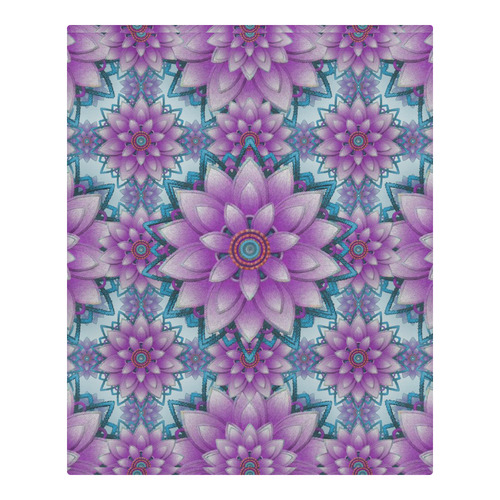 Lotus Flower Pattern - Purple and turquoise 3-Piece Bedding Set