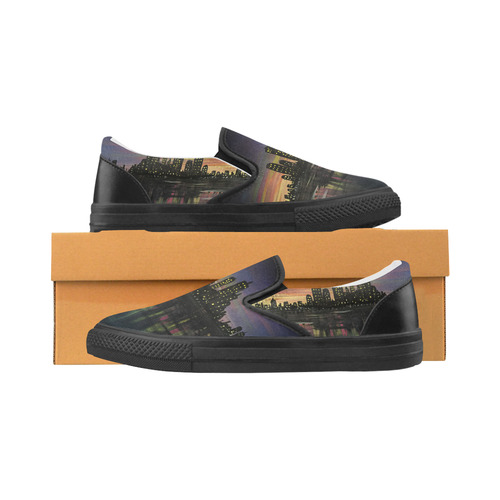 City Lights Men's Unusual Slip-on Canvas Shoes (Model 019)