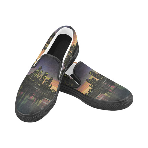 City Lights Women's Slip-on Canvas Shoes (Model 019)