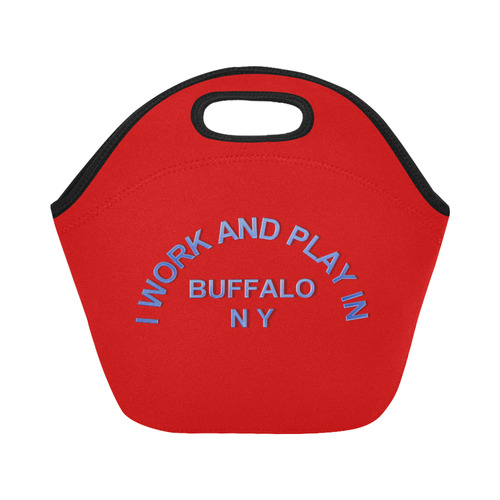 I WORK AND PLAY  IN BUFFALO NY Neoprene Lunch Bag/Small (Model 1669)