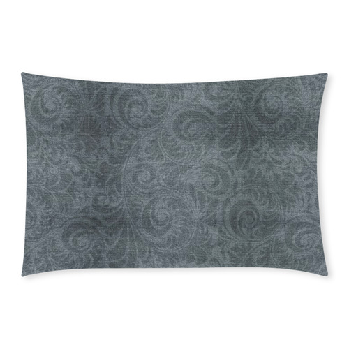 Denim with vintage floral pattern, grey, green 3-Piece Bedding Set