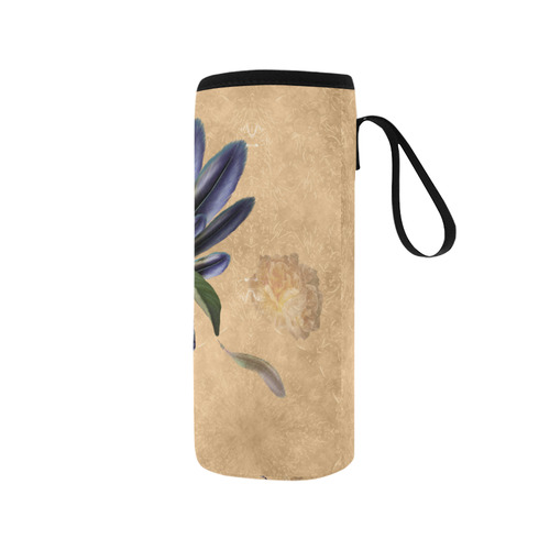 Cool skull with feathers and flowers Neoprene Water Bottle Pouch/Medium