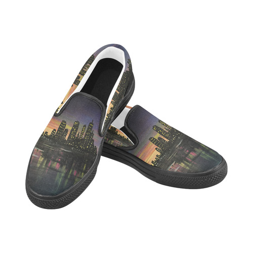 City Lights Women's Unusual Slip-on Canvas Shoes (Model 019)