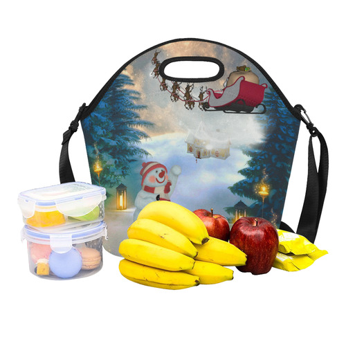 Santa Claus in the night Neoprene Lunch Bag/Large (Model 1669)