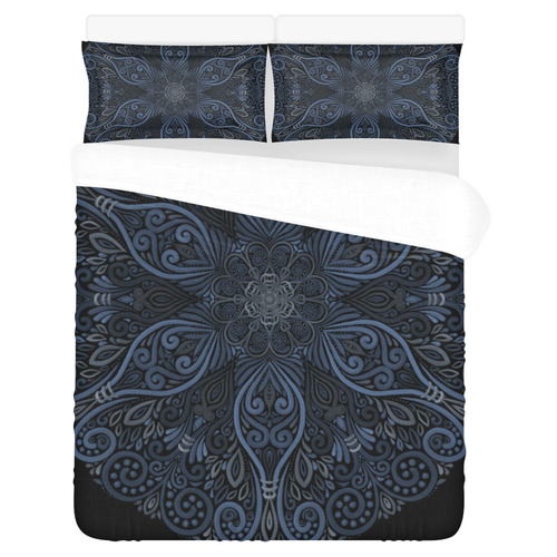 Blue Mandala Pattern with 3D effect 3-Piece Bedding Set
