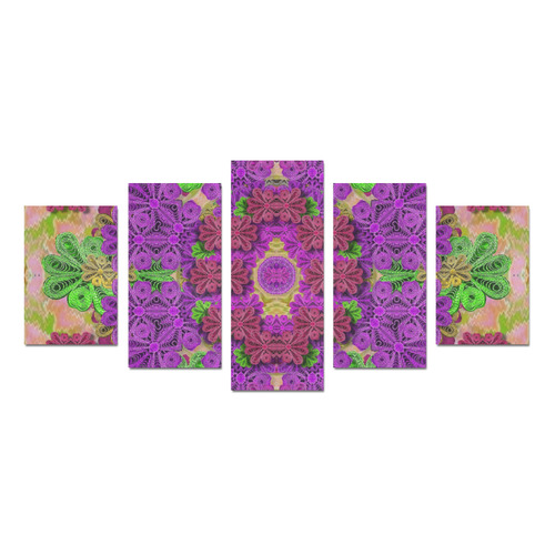 Rainbow and peacock mandala in heavy metal style Canvas Print Sets D (No Frame)