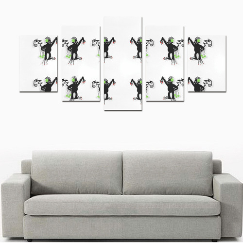 Floral Monkey with hairstyle Canvas Print Sets D (No Frame)