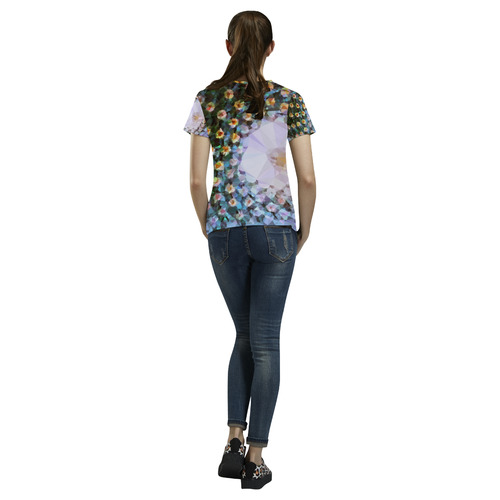 Succulent Geometric Low Poly Triangles All Over Print T-Shirt for Women (USA Size) (Model T40)
