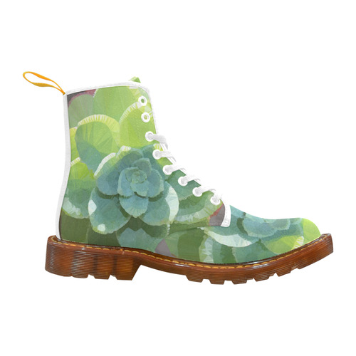 Green Succulent Sunlight Low Poly Geometric Martin Boots For Women Model 1203H