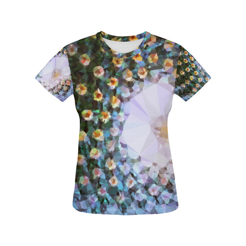 Succulent Geometric Low Poly Triangles All Over Print T-Shirt for Women (USA Size) (Model T40)