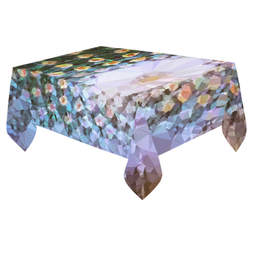 Succulent Geometric Low Poly Triangles Cotton Linen Tablecloth 60"x 84"