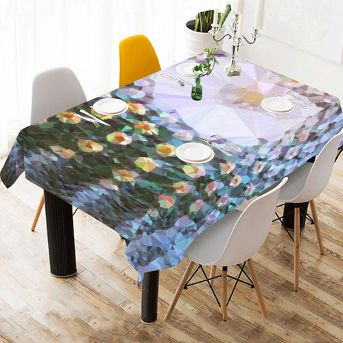 Succulent Geometric Low Poly Triangles Cotton Linen Tablecloth 60"x 84"