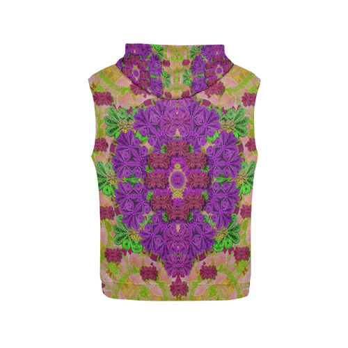Rainbow and peacock mandala in heavy metal style All Over Print Sleeveless Hoodie for Men (Model H15)