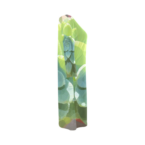 Green Succulent Sunlight Low Poly Geometric Round Collar Dress (D22)