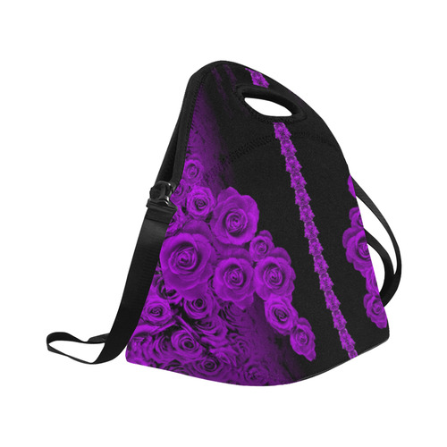 rose 3 purple Neoprene Lunch Bag/Large (Model 1669)