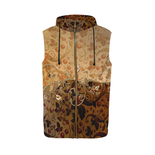 Wonderful decorative floral design All Over Print Sleeveless Zip Up Hoodie for Men (Model H16)