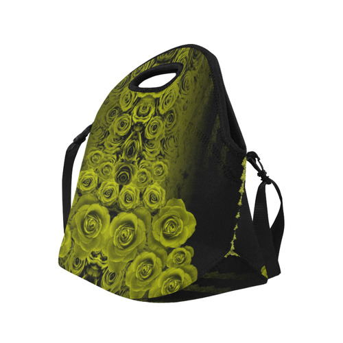 rose 2 green Neoprene Lunch Bag/Large (Model 1669)