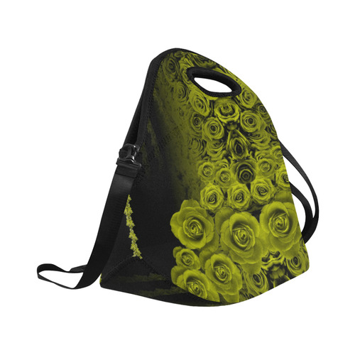 rose 2 green Neoprene Lunch Bag/Large (Model 1669)