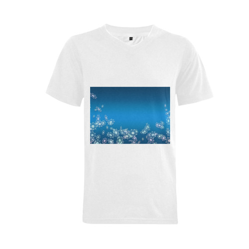 Christmas gradient blue texture. Snowflakes. Men's V-Neck T-shirt  Big Size(USA Size) (Model T10)
