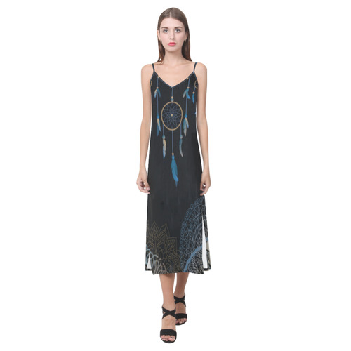 Dreamcatcher V-Neck Open Fork Long Dress(Model D18)