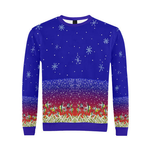Ugly Christmas Holiday Fishes All Over Print Crewneck Sweatshirt for Men (Model H18)