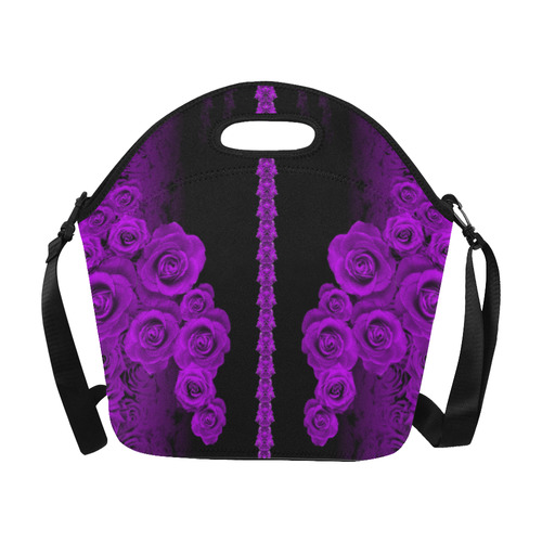 rose 3 purple Neoprene Lunch Bag/Large (Model 1669)