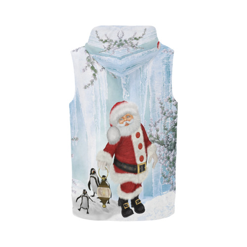 Santa Claus with penguin All Over Print Sleeveless Zip Up Hoodie for Men (Model H16)