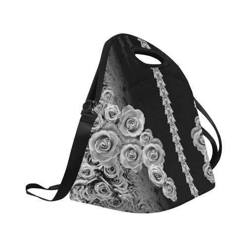 rose 3 gray Neoprene Lunch Bag/Large (Model 1669)