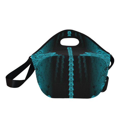 rose 3 turquoise Neoprene Lunch Bag/Large (Model 1669)