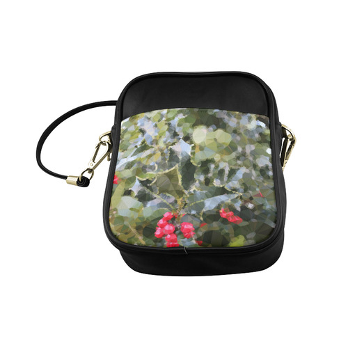 Christmas Holly Red Green Low Poly Geometric Sling Bag (Model 1627)