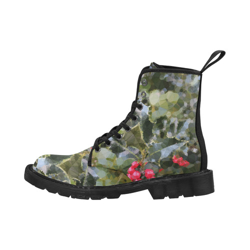 Christmas Holly Red Green Low Poly Geometric Martin Boots for Women (Black) (Model 1203H)