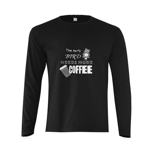 Early Bird Needs Coffee Sunny Men's T-shirt (long-sleeve) (Model T08)