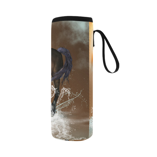 Wonderful horse with water splash Neoprene Water Bottle Pouch/Large