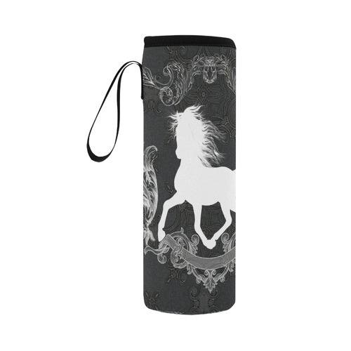 Horse, black and white Neoprene Water Bottle Pouch/Large