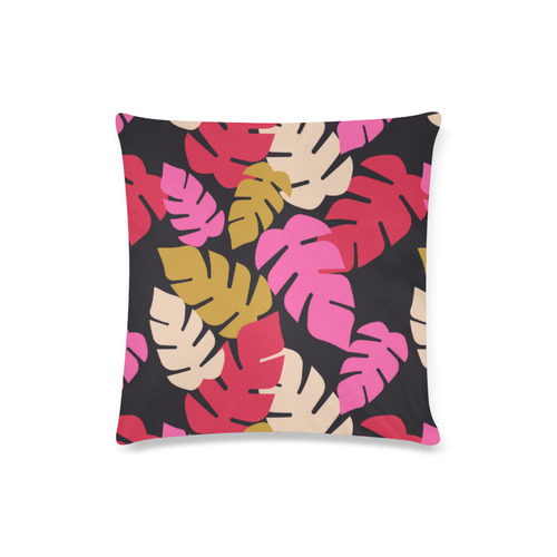 Banana Leaves_Pink Custom Zippered Pillow Case 16"x16"(Twin Sides)