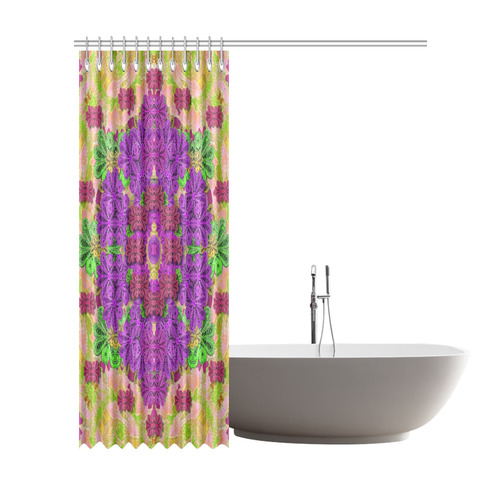 Rainbow and peacock mandala in heavy metal style Shower Curtain 72"x84"