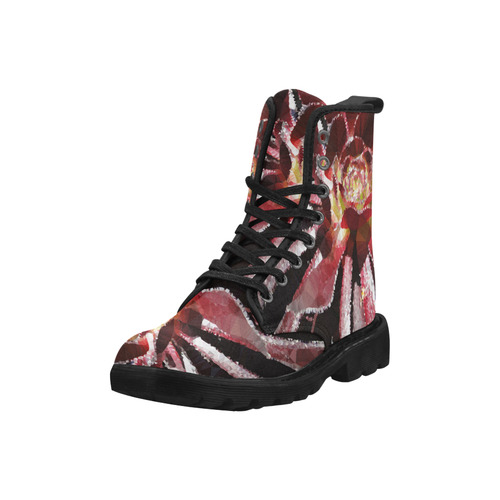 Red Succulent Geometric Low Poly Triangles Martin Boots for Women (Black) (Model 1203H)